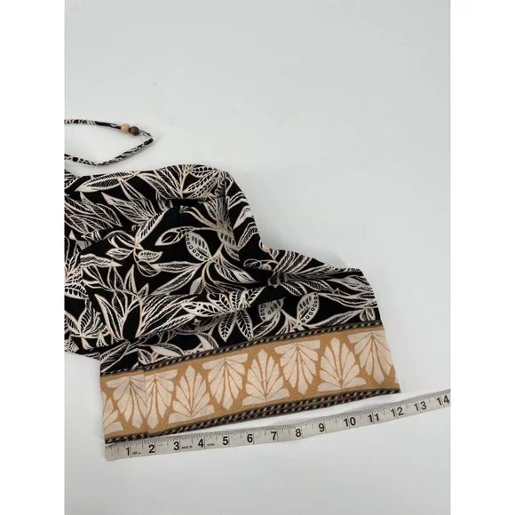 Zara Womens Large Sleeveless Maxi Dress Linen Blend Black White Leaf Print Chic - Picture 10 of 11